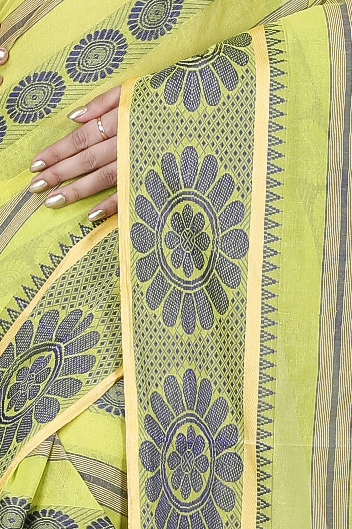 Green Pure Cotton Chakro_Tant Tant Saree (1049)